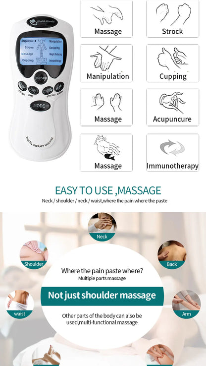 Electric EMS Pulse Massager — TENS Acupuncture Muscle Stimulator for Neck, Back, and Full Body Relaxation