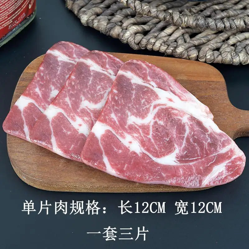 Realistic Faux Meat Models - 5-Piece Beef, Pork & Lamb Steak Display Set for Restaurant Decor