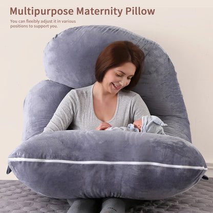 G-Shaped Pregnancy Pillow – Full Body Maternity Sleeping Pillow with Removable Cover for Belly Support