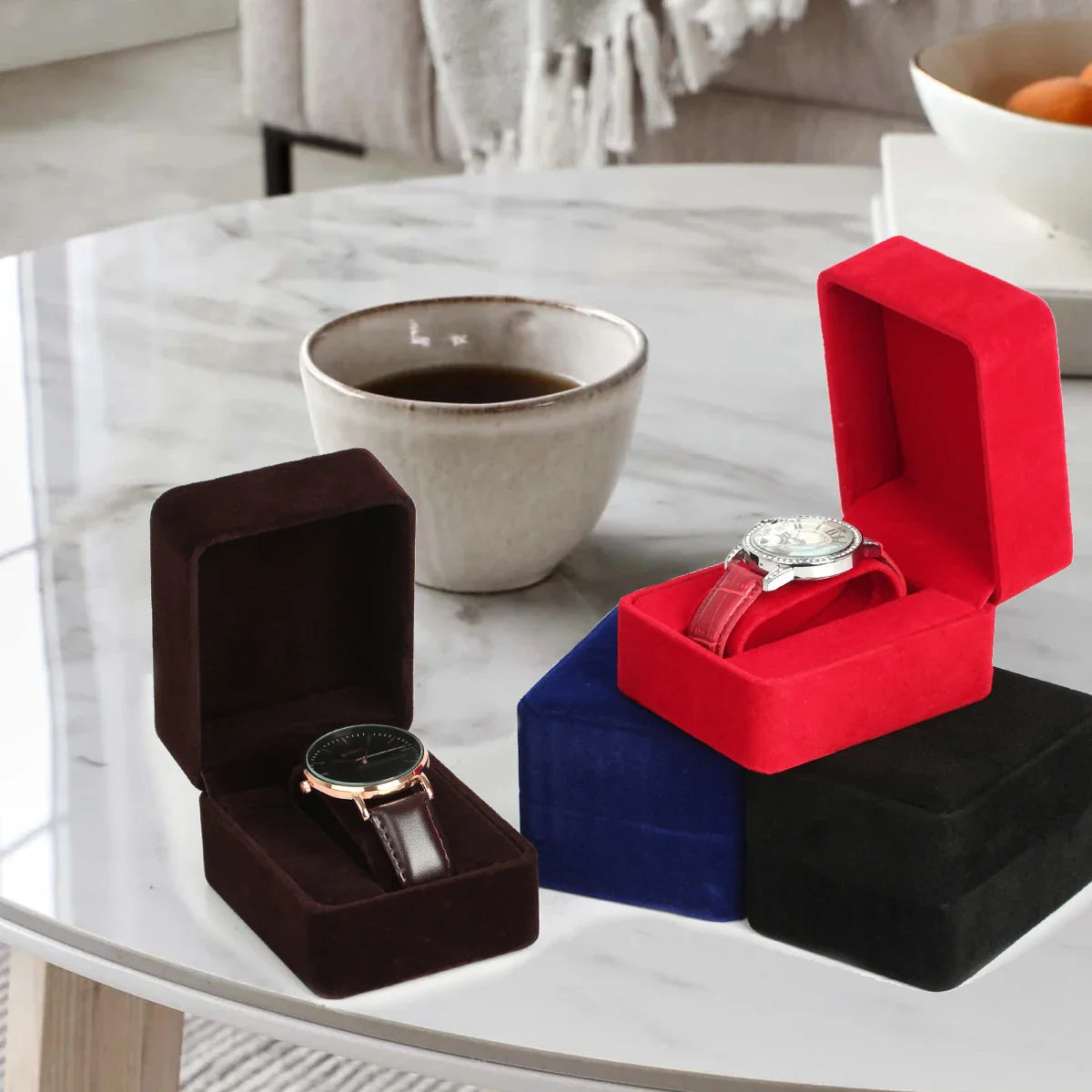 Flannelette Watch Packaging Box – Black Jewelry Storage Organizer for Bracelets, Women & Men Gift Wholesale