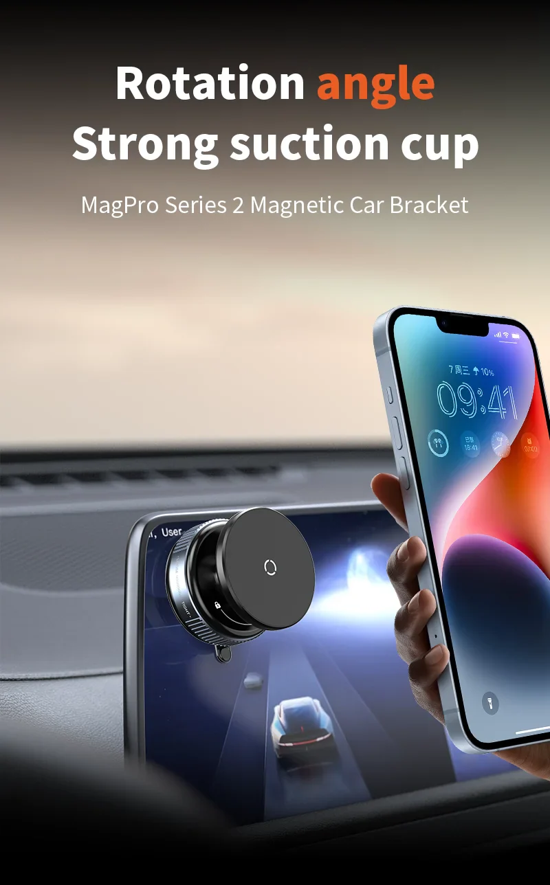 Magnetic Car Phone Mount – 360° Rotation, Vacuum Adsorption with Super Strong Suction for iPhone 12-16 Smartphones