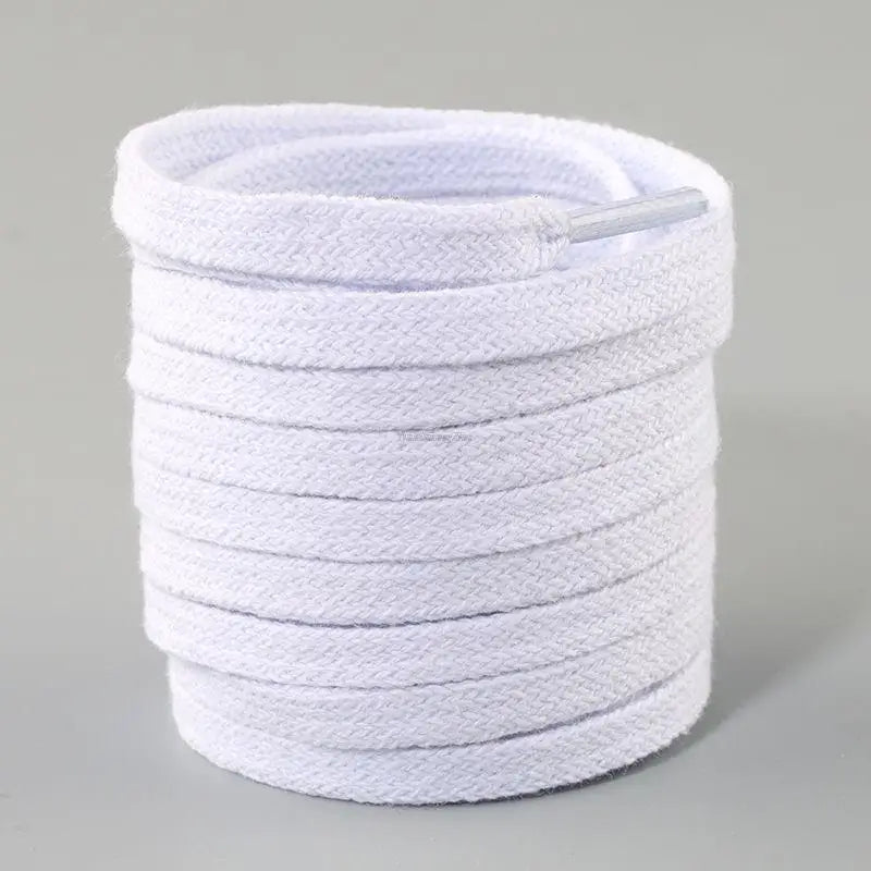 Cotton Flat Shoelaces for Sneakers — Classic Canvas Shoe Laces for Women & Men, 1 Pair, White/Black/Beige