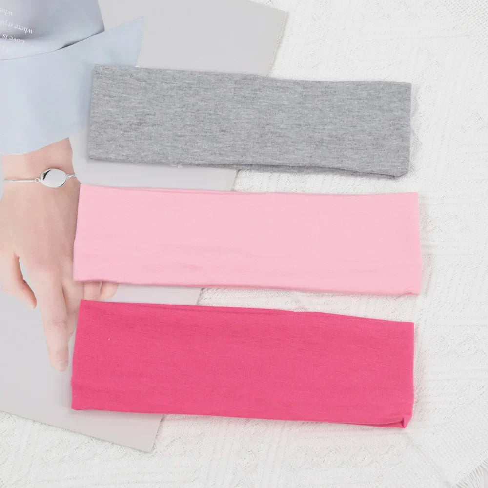 3pcs Elastic Solid Color Hair Bands – Unisex Headbands for Sports, Yoga, Running & Fitness