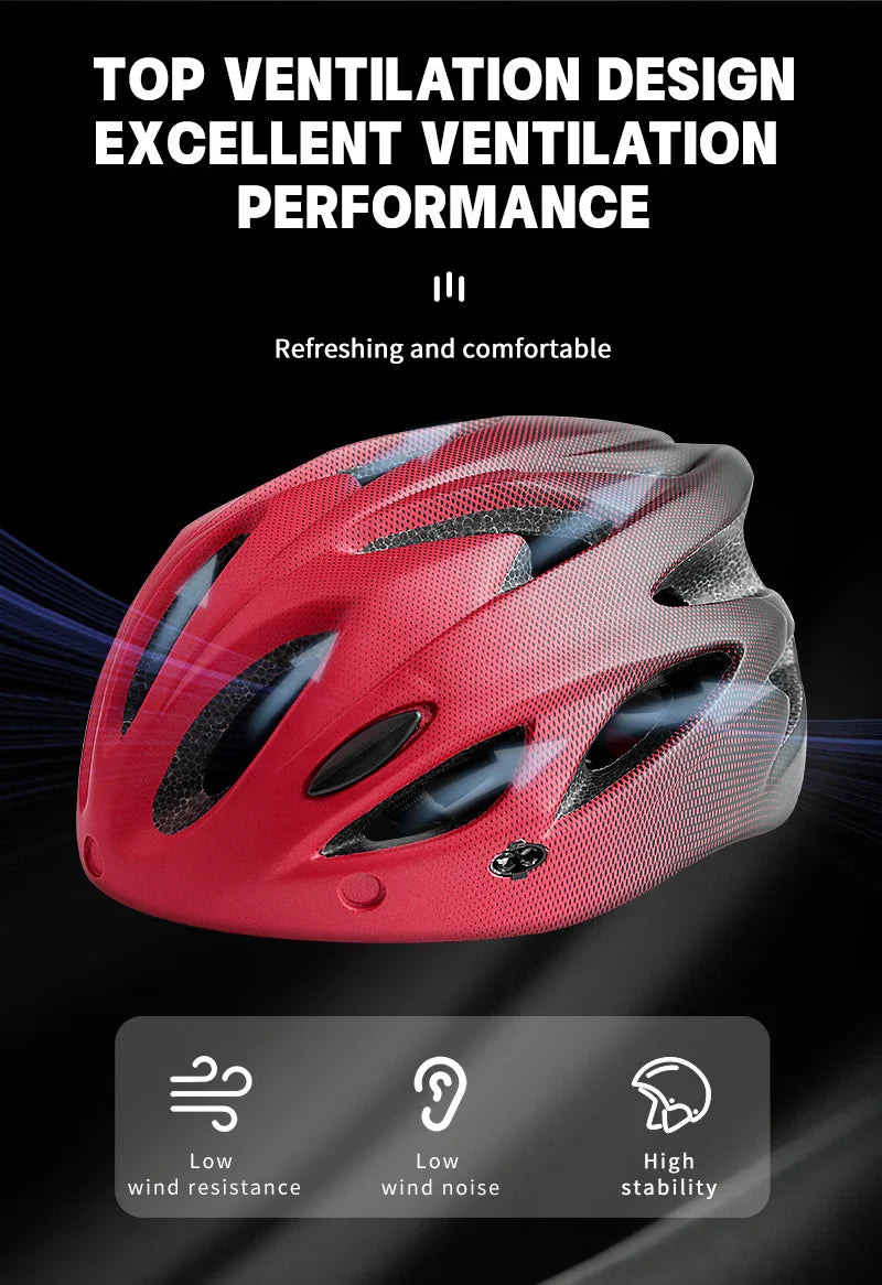 Adult Bike Helmet with LED Tail Light – Lightweight & Breathable Cycling Helmet (58-62cm), Colorful Bicycle Accessory