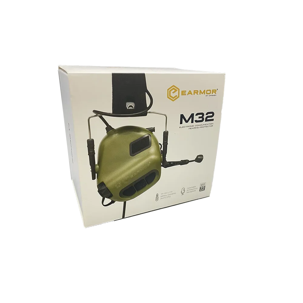 EARMOR M32 MOD4 Shooting Earmuffs – Tactical Noise Reduction Headset with Helmet ARC Rail & Kenwood PTT Adapter