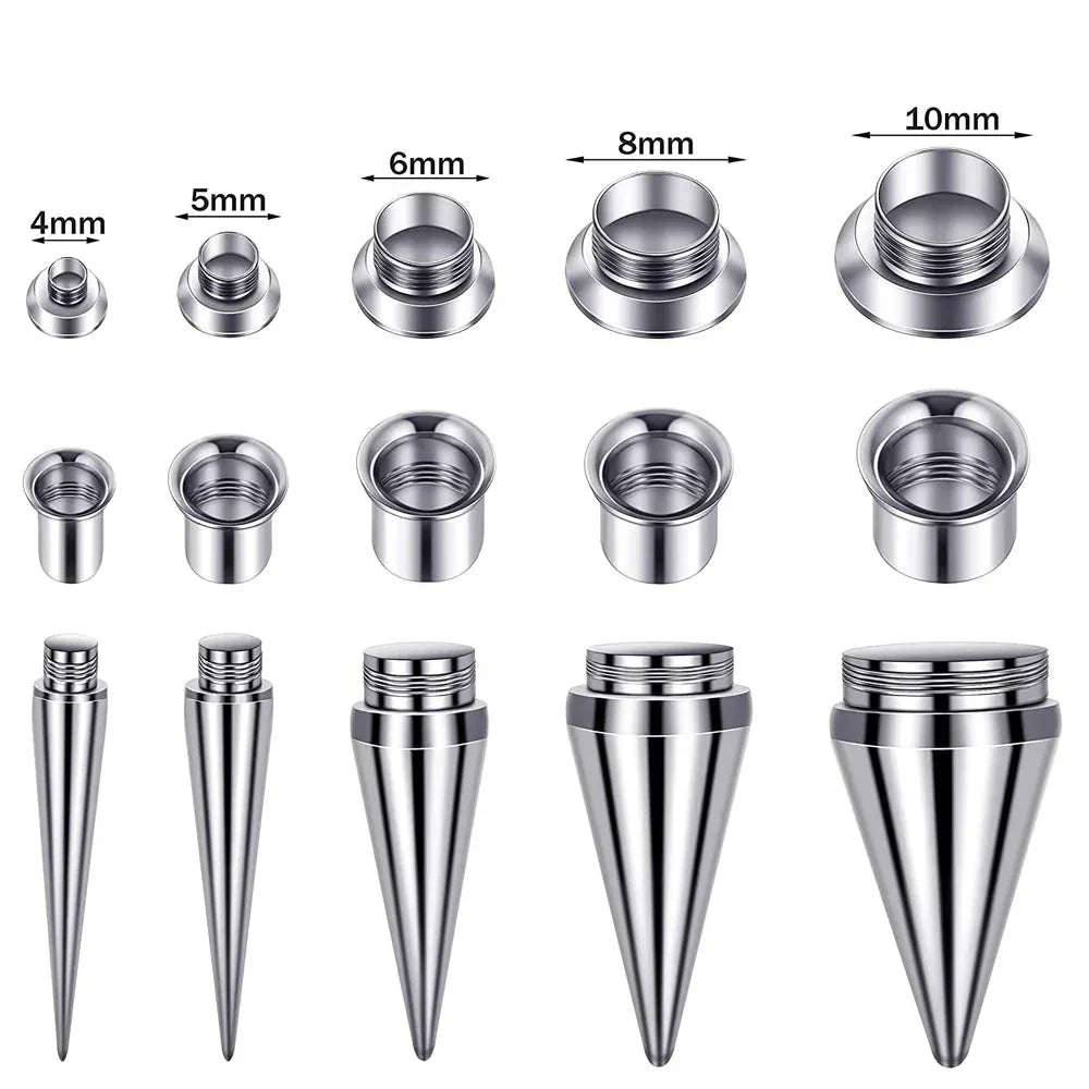 Ear Stretcher Kit — 11mm Surgical Stainless Steel Ear Plugs, Expander Gauges & Flesh Tunnel Body Jewelry