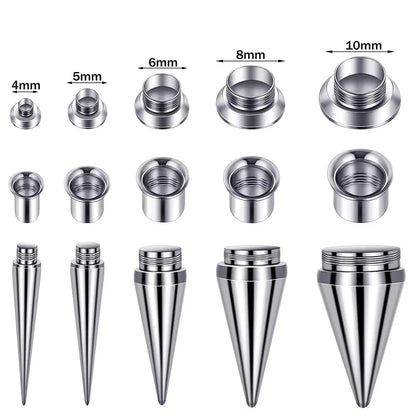 Ear Stretcher Kit — 11mm Surgical Stainless Steel Ear Plugs, Expander Gauges & Flesh Tunnel Body Jewelry