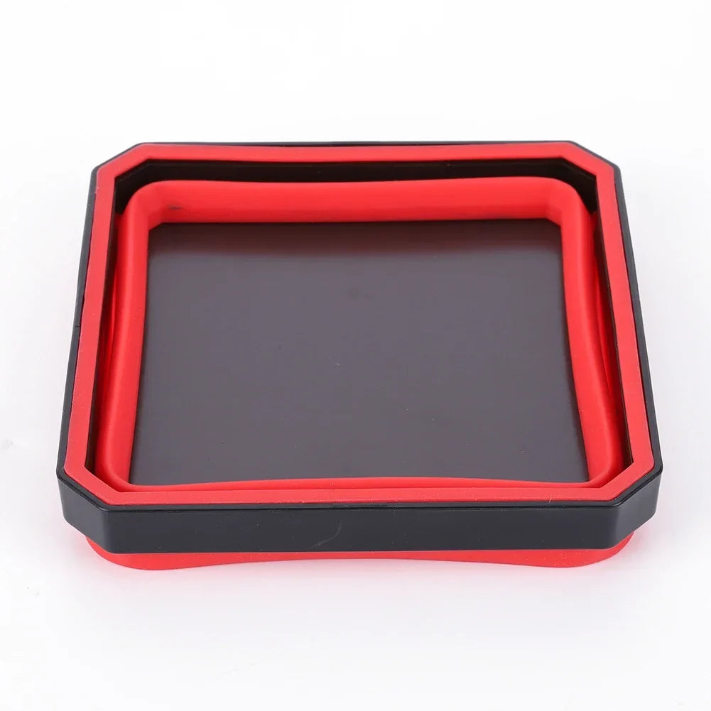 5-Inch Collapsible Magnetic Screw Tray - Silicone Tool Parts Storage Bowl for Plumbers, Carpenters & Mechanics