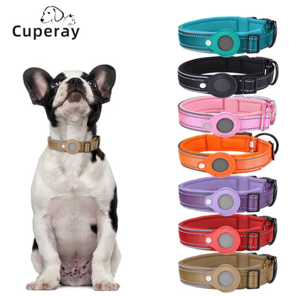 Reflective Padded AirTag Dog Collar – Integrated AirTag Holder for Small, Medium & Large Dogs