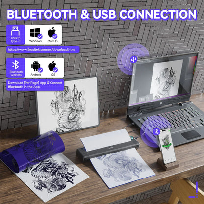 PeriPage P90 Wireless Thermal Tattoo Stencil Printer – Includes 5pcs Free Transfer Paper