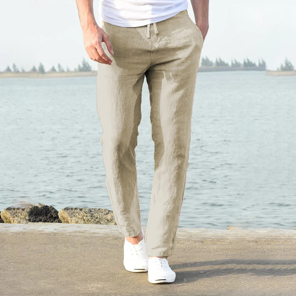 Men's Cotton Linen Pants – Breathable Solid Color Trousers for Autumn, Fitness & Streetwear, S-3XL