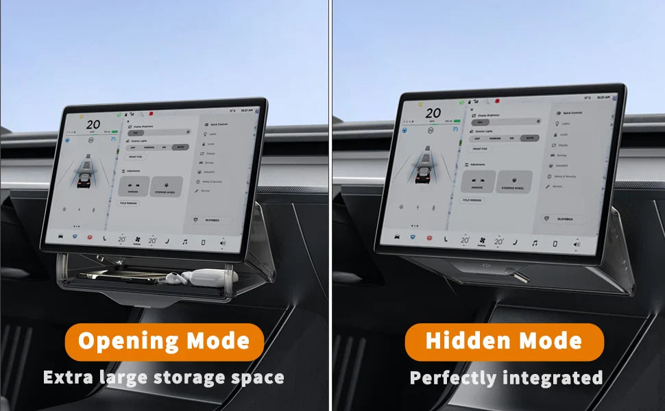Center Console Organizer for Tesla Model 3 & Model Y Highland – Anti-Slip Under Screen Storage Box with Screen Back Storage