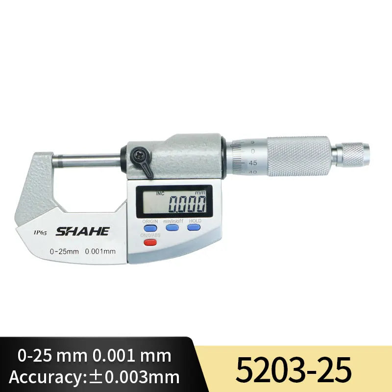 SHAHE 0.001mm Electronic Outside Micrometer — 0-25mm Digital Caliper Gauge for Precision Measurement