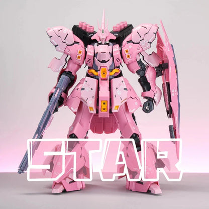 1/144 RG Sazabi Sakura Pink Mecha Action Figure – High-Mobility Assembly Model Kit with Water Slide Decals, Desktop Collectible Gift