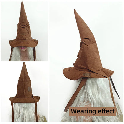 Fashion Witch & Wizard Sorting Hat – Leather Halloween Party Cosplay Accessory for Men