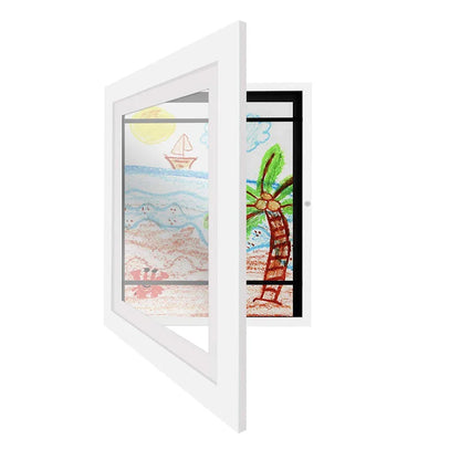 Wooden Flap Art Frames – Magnetic A4 Photo Frame for DIY Paintings, Children's Exhibition, and Home Decoration Storage Rack