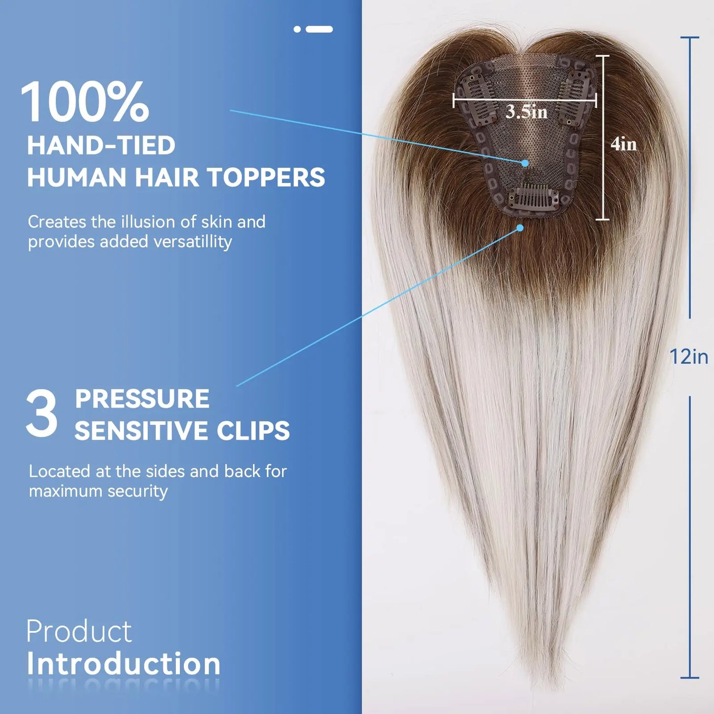 Synthetic Hair Topper with Bangs – Clip-in Hair Extensions for Women, Increase Volume, Cover White Hair & Hairline