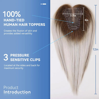 Synthetic Hair Topper with Bangs – Clip-in Hair Extensions for Women, Increase Volume, Cover White Hair & Hairline