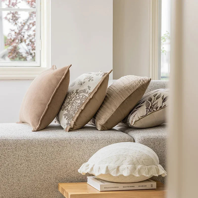 Vintage Floral Chenille Cushion Covers – Soft Throw Pillowcases with Invisible Zipper for Sofa & Couch, 45x45cm