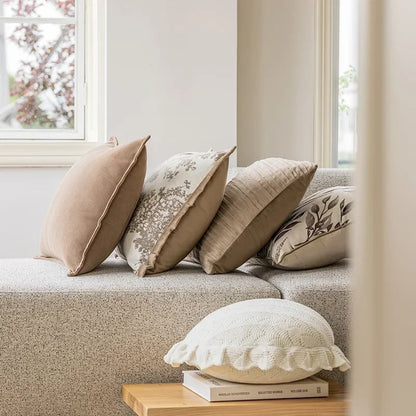 Vintage Floral Chenille Cushion Covers – Soft Throw Pillowcases with Invisible Zipper for Sofa & Couch, 45x45cm