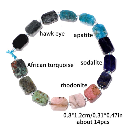 Natural Gemstone Rectangle Beads - 8x12mm Amethyst Citrine Lapis Lazuli Spacer Beads for DIY Jewelry Making & Bracelets