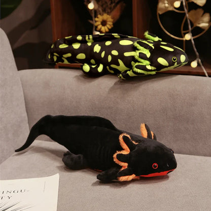 Kawaii Colorful Newt Plush Toy — 23-80cm Cute Axolotl Salamander Stuffed Animal, Fuzzy Long Pillow Cushion for Kids Gift