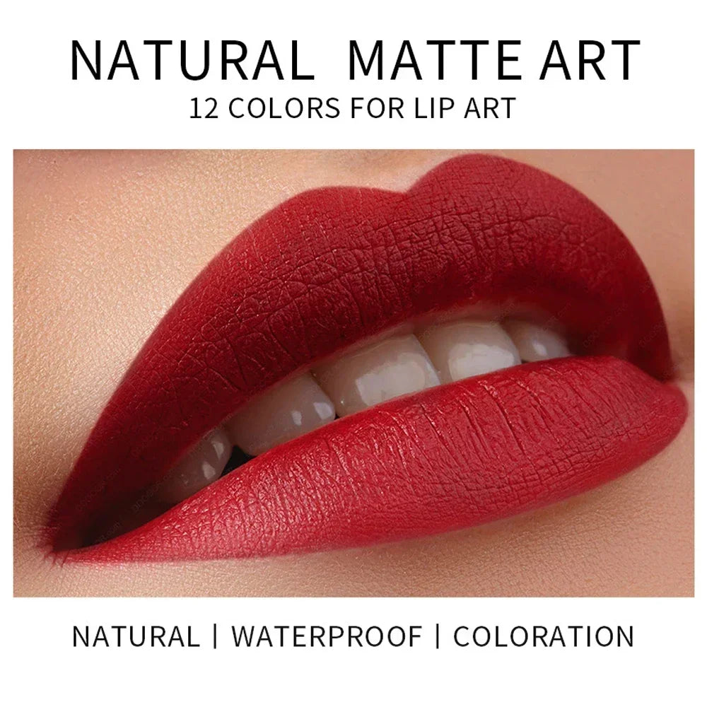12-Color Natural Matte Lipstick Pencil – Silk Lip Glaze Waterproof, Long-Lasting Sexy Lip Tint Makeup