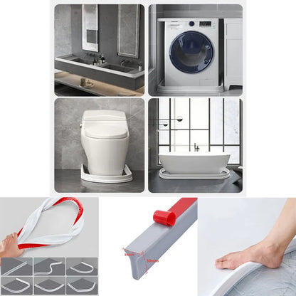 1PC Bathroom Water Stopper Silicone Retaining Strip - Shower Dam Flood Barrier for Dry and Wet Separation - Water Blocker
