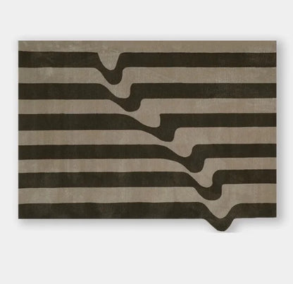 Light Luxury Black & White Plaid Rug — Fluffy Soft Carpet for Bedroom, Living Room, Study, and Home Decor