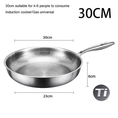 German Pure Titanium Frying Pan - Non-Stick Uncoated Fish Scale Hammer Pattern Titanium Alloy Cookware, 26/28/30cm