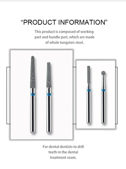 5pcs FG Dia 1.6mm Dental Drills – High-Speed Handpiece Diamond Burs for Teeth Whitening