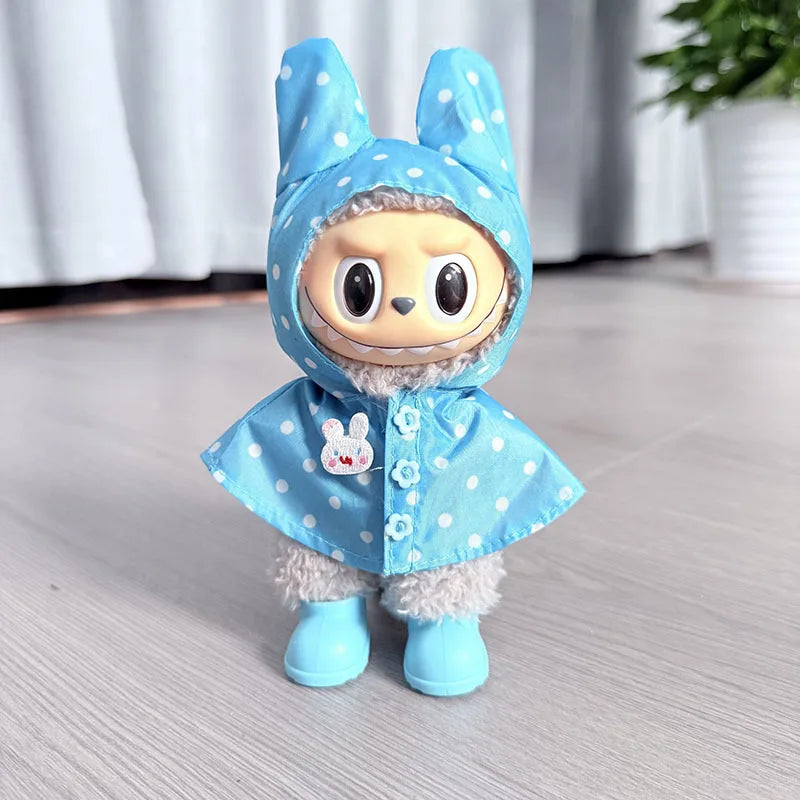 17CM Labubu Monster Doll Clothes – DIY Colorful Raincoat Outfit with Cute Candy Dots, Kids’ Gift Accessories