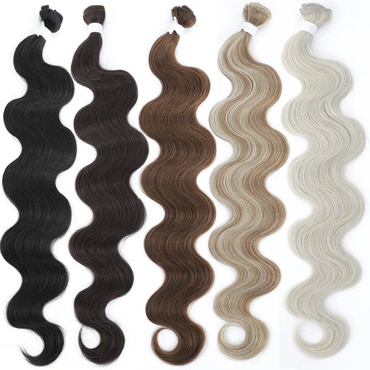 Colorful Body Wave Hair Bundles 613 Piano Blonde – Ombre Synthetic Hair Extensions, Thick Ponytail & Loose Deep Weaving