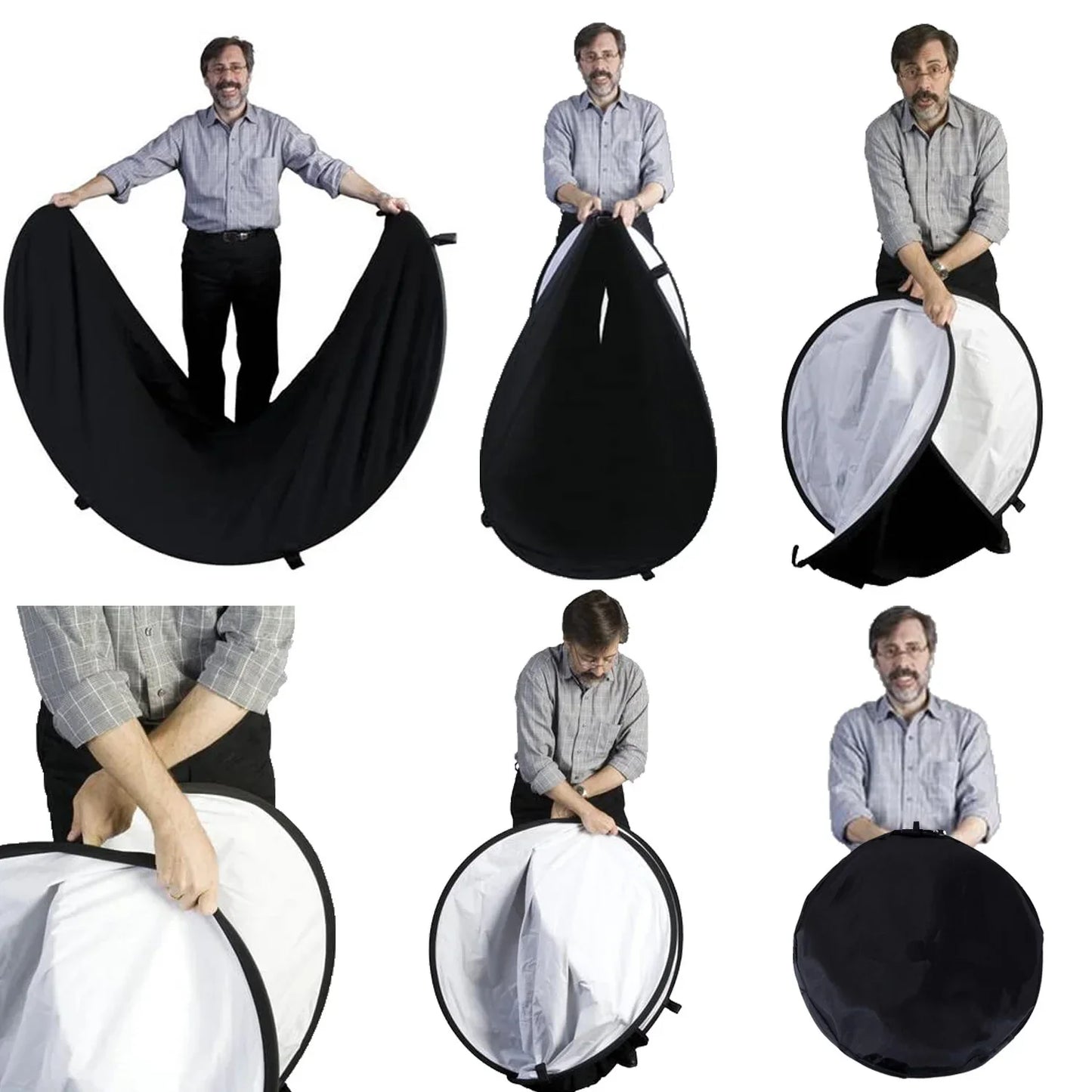 5-in-1 Collapsible Oval Photography Reflector 24"x35" 60x90cm Portable Light Diffuser Multi-Color Panel (90x120/100x150/150x200cm Options)