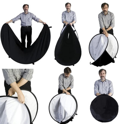 5-in-1 Collapsible Oval Photography Reflector 24"x35" 60x90cm Portable Light Diffuser Multi-Color Panel (90x120/100x150/150x200cm Options)