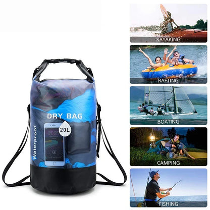 Waterproof Dry Bag - 10L/20L Storage Pack for Swimming, Trekking, Rafting, Kayaking & Boating