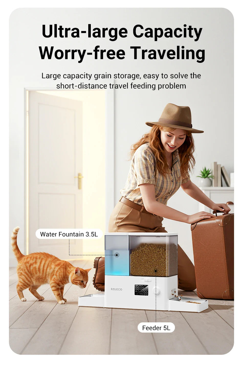 ROJECO 2-in-1 Automatic Pet Feeder & Water Fountain – 8.5L Dog Food Dispenser
