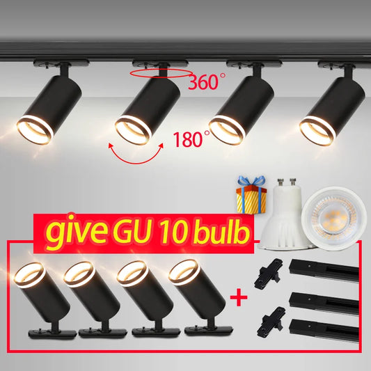 LED Track Light System – 85-265V COB Ceiling Lamp Set with Rails & Spots for Clothing Shops, Living Rooms & Stores