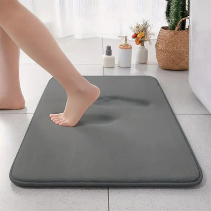 Thickened Flannel Bathroom Floor Mat – Absorbent, Non-Slip Solid Color Door Rug for Bathroom Entrance