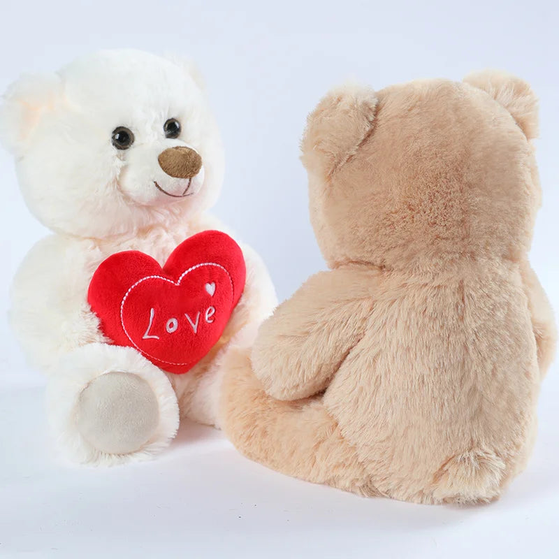 30CM Cute Heart Bear Dog Plush Toy – Red Heart Print Love Stuffed Animal, Creative Valentine's Day Gift for Lovers