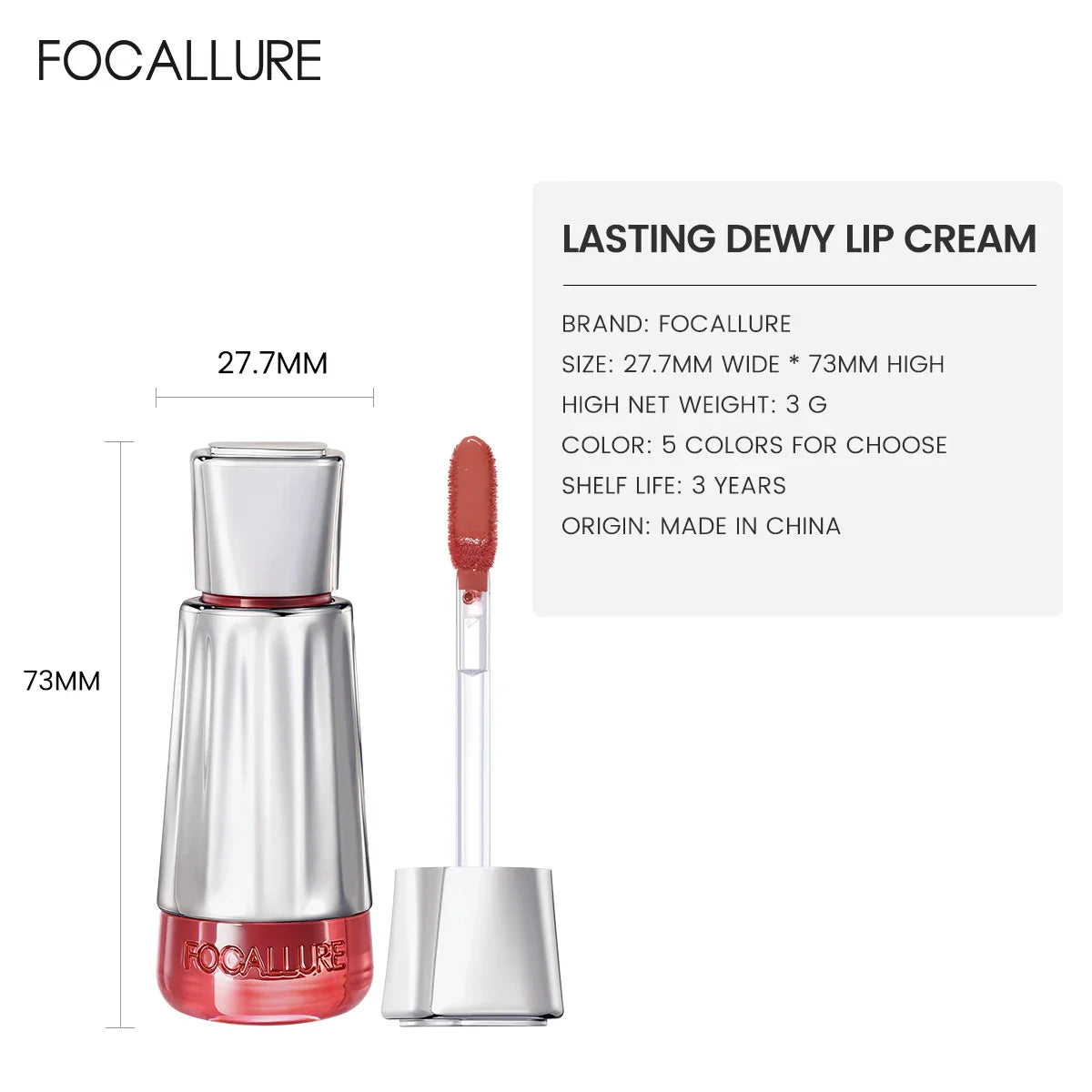 FOCALLURE 3D Mirror Lip Gloss – Lightweight, Non-Sticky, Long-Lasting & Moisturizing Lip Plumper Liquid Lipstick