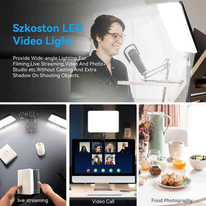 8"/12" LED Video Light Panel Kit – Photography & Streaming Studio Lamp with Tripod Stand for YouTube Live Shoots