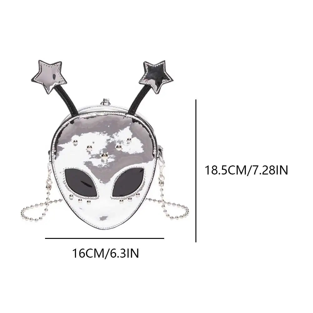 Alien Pattern PU Leather Shoulder Bag – Halloween Chic Crossbody Messenger Purse for Women & Girls