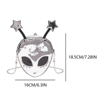 Alien Pattern PU Leather Shoulder Bag – Halloween Chic Crossbody Messenger Purse for Women & Girls