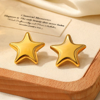 Stainless Steel Star Stud Earrings — Exquisite Sparkling Fairy Jewelry for Women, Ornate Texture, Perfect Gift for Best Friend