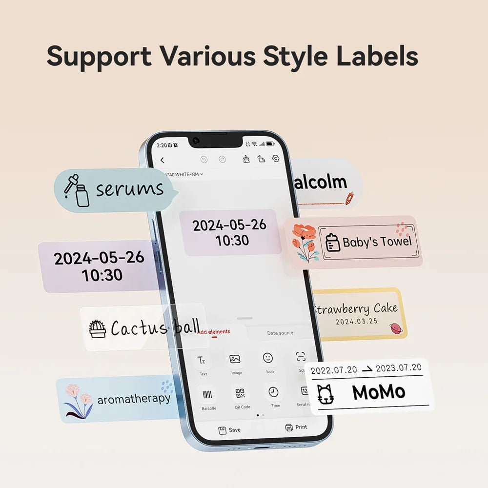 Niimbot D110 Mini Handheld Thermal Label Maker, Wireless Inkless Sticker Printer for Home & Office Organization, Portable Label Machine with Stickers
