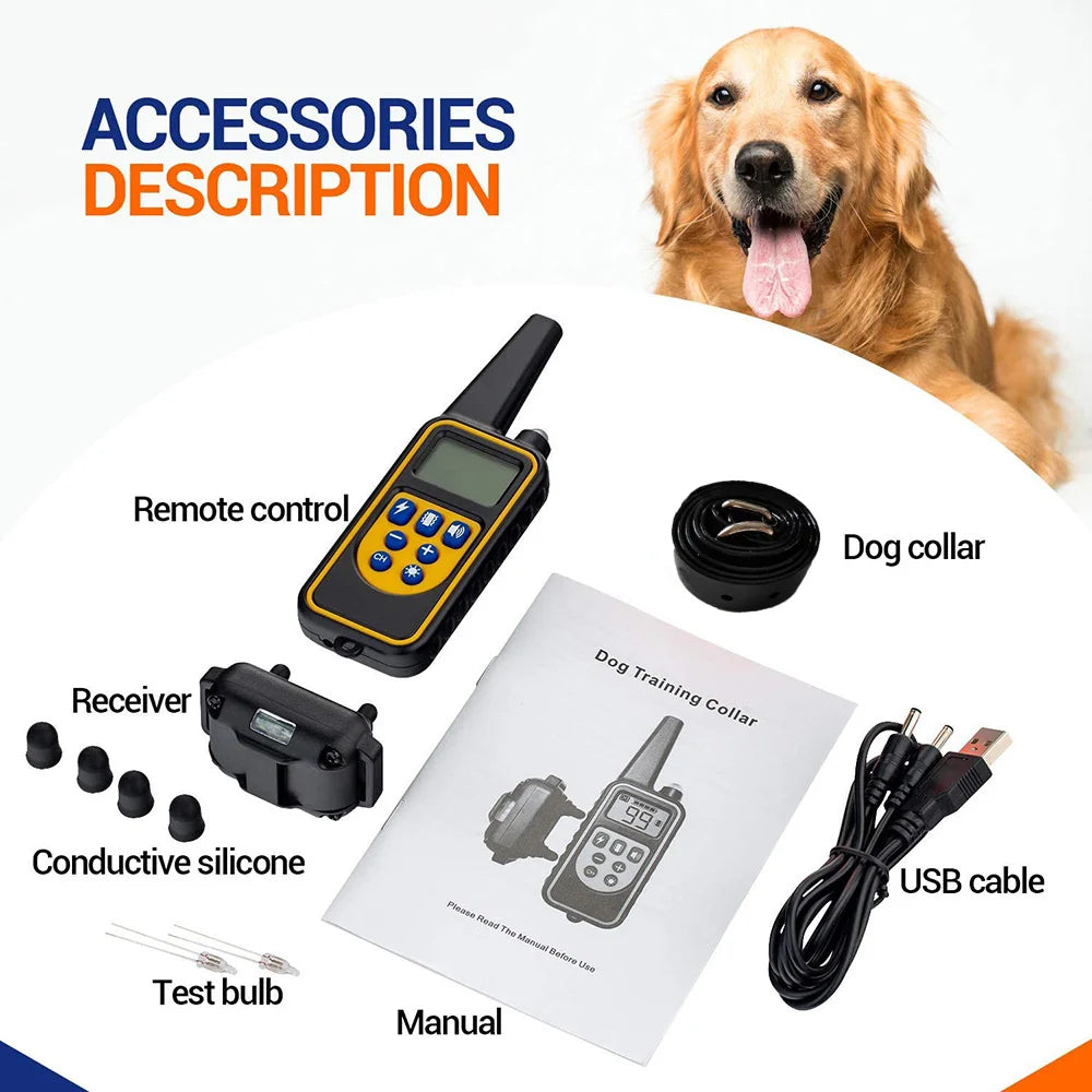 Rechargeable Electric Dog Training Collar with Detachable Anti-Bark Control, Vibration Training & Clicker for All Dog Breeds