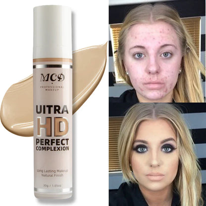 9-Shade Full Coverage Liquid Concealer & Foundation — Natural Matte Base Makeup