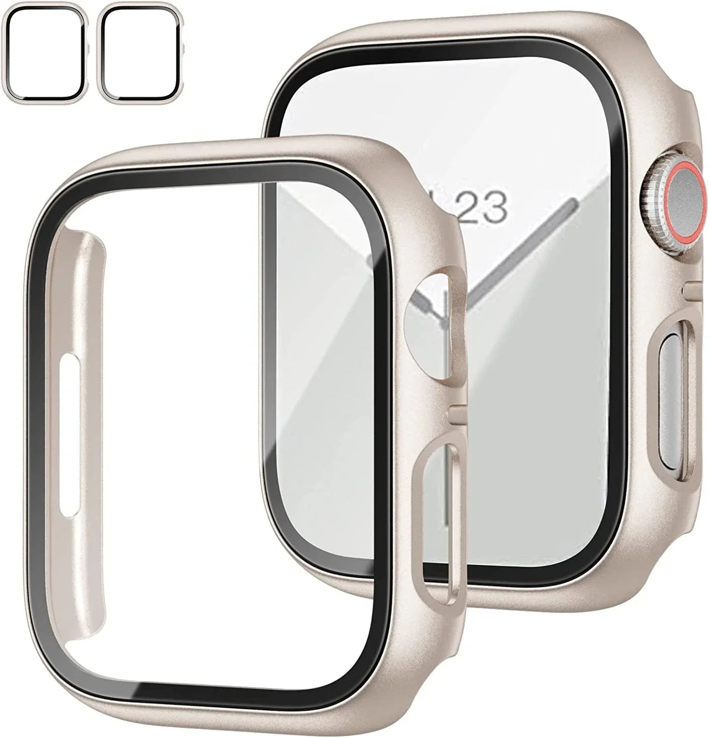 Tempered Glass Screen Protector Case for Apple Watch - Series 8 7 6 SE 5 4 3 Protective Cover Accessories 41mm 40mm 44mm 45mm 42mm