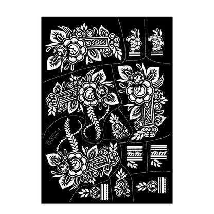 Reusable Henna Stencil Templates for Hand & Body – Floral Tattoo Stencils for Women, Weddings & Festivals Body Art Makeup Tools